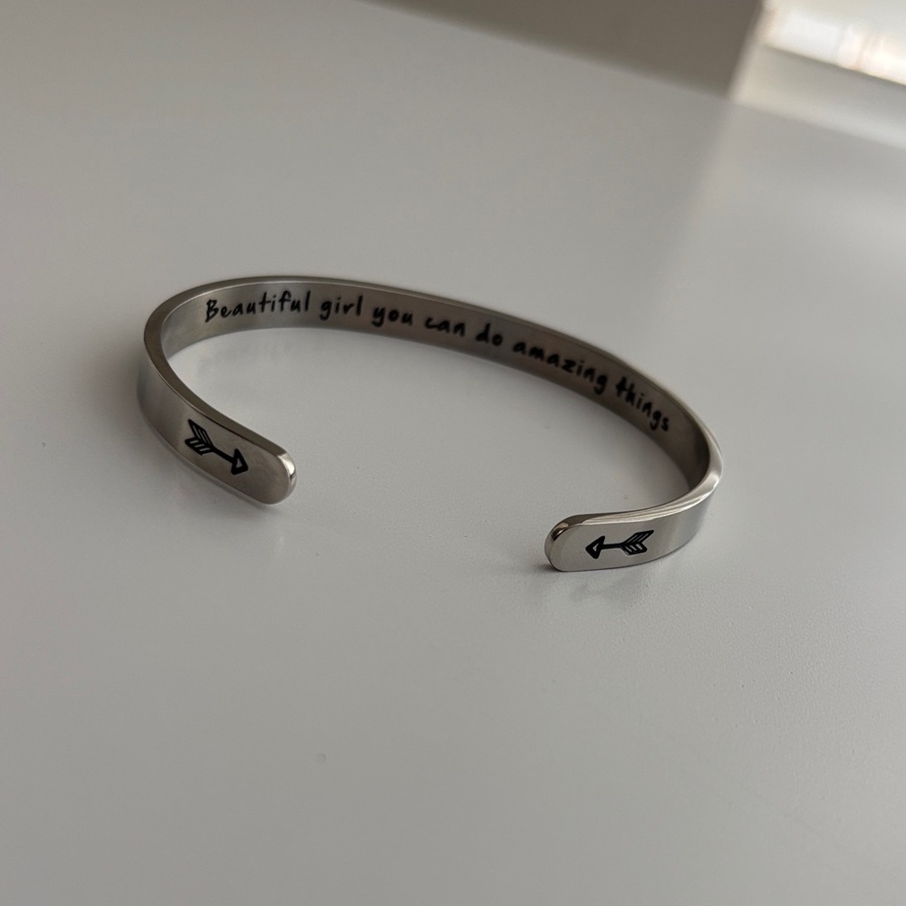 Inspirational Silver Cuff Bracelet